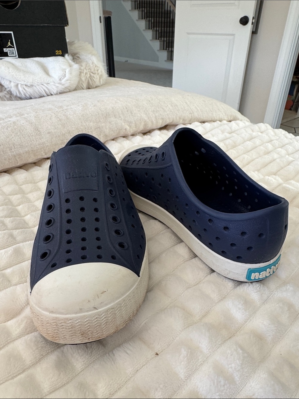 Native Shoes Kids Navy and White Jefferson Slip-On Water Shoes